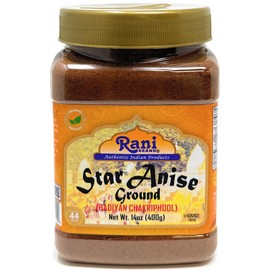 Rani Star Anise Powder (Badian Khatai) Ground Spice 14oz (400g) PET Jar ~ All Natural | Gluten Friendly | NON-GMO | Kosher | Vegan | Indian Origin