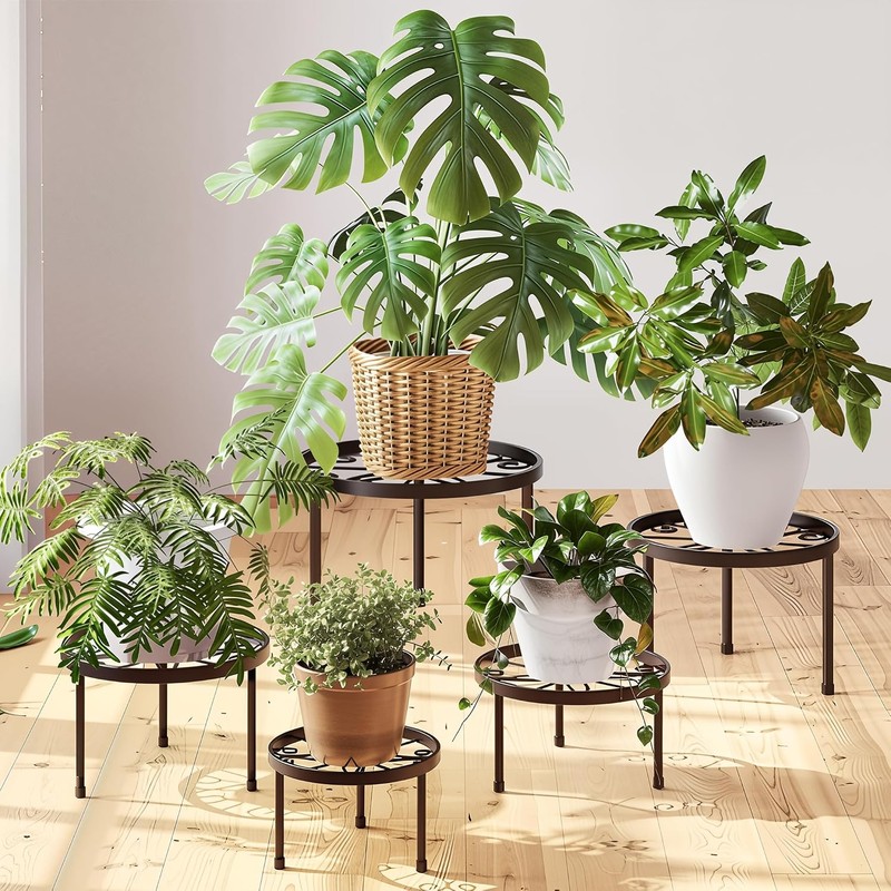 Base para Macetas de Metal 5 Piezas, Soporte para Plantas