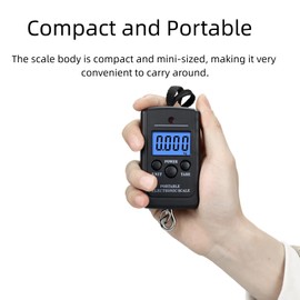 ThreeH Digital Fish Scale Portable Hanging Luggage Scale 40Kg/88Lbs with Backlit LCD Display Black