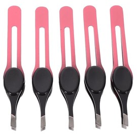 Kit de 5 Pinzas para Cejas de Acero Inoxidable Adhesivo Antideslizante, Precisión para Depilación Facial, Tamaño Mediano, Color Surtido, Herramientas de Maquillaje Color Aleatorio