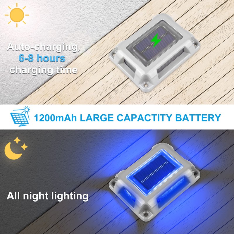 CREPOW Solar Deck Lights Driveway Dock Lights- 8 Packs Waterproof