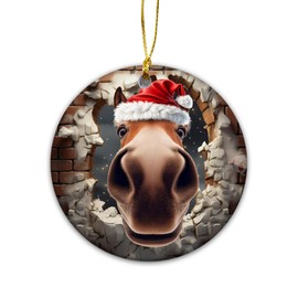 3D Effect Christmas Ornament 2024 | Funny Horse Farm Animals Ornament, 3D Trendy Ornament Christmas Tree Winter Holiday, Rustic Farmhouse Decor (Horse)