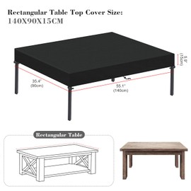 LAMUNI Garden Table Cover Rectangular Patio Table Top Cover, Outdoor Patio Furniture Covers Waterproof Garden Tabletop Covers Windproof Anti-UV Outdoor Garden Table Cover, 140x90x15cm