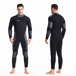 ZCCO Men’s Wetsuit Ultra Stretch 5mm Neoprene Swimsuit, Front Zip Full Body Diving Suit, one Piece for Snorkeling, Scuba Diving Swimming, Surfing (black-5mm, XXX-Large)