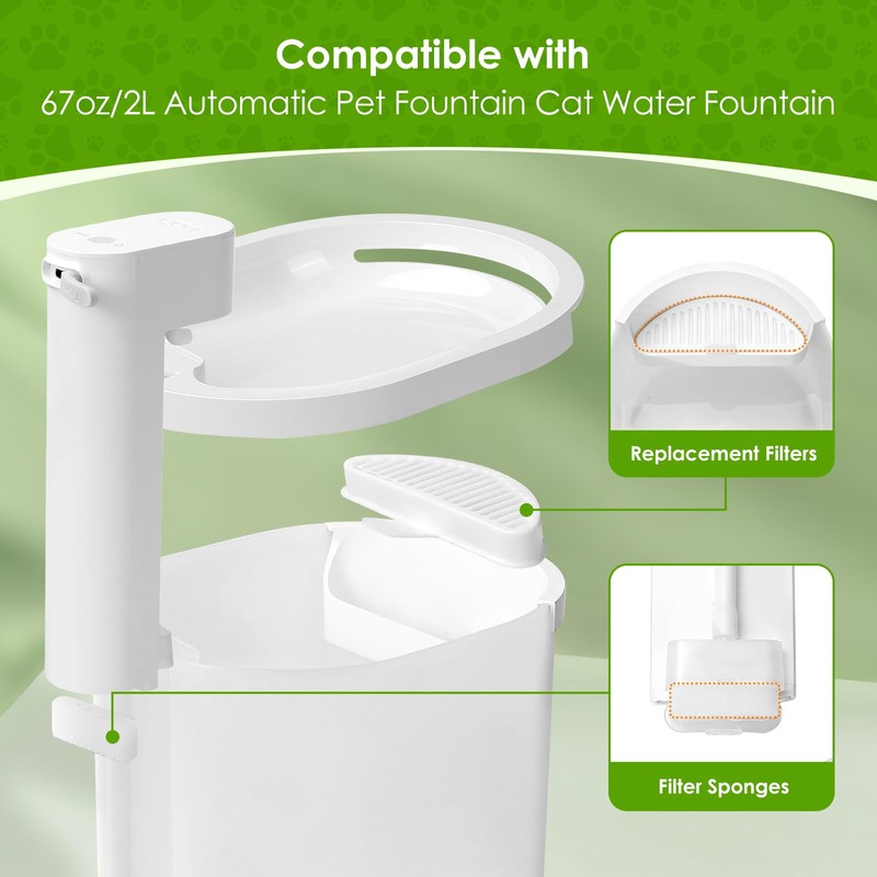Cat Fountain Filters for Wireless Operated 67oz/2L, 9 Pack Replacement