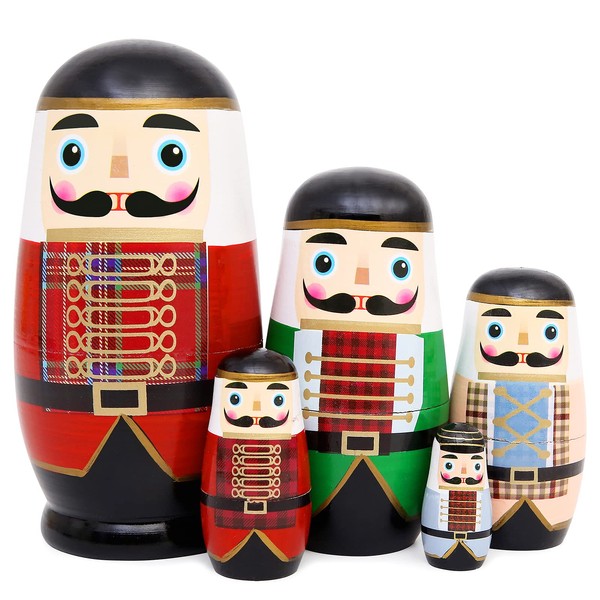 Bgraamiens Nesting Dolls Russian Matryoshka Wood Stacking Dolls for Kids Handmade Toys (Guardian)