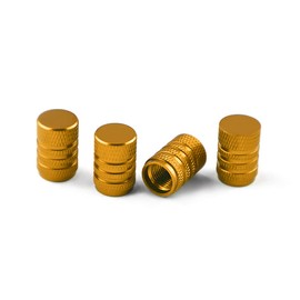 Aluminum Alloy Tire Valve Stem Caps, 4 Pack Universal Car Wheel Tire Valve Caps, Universal Stem Covers for Cars Trucks Motorcycles SUVs and Bikes (Gold)