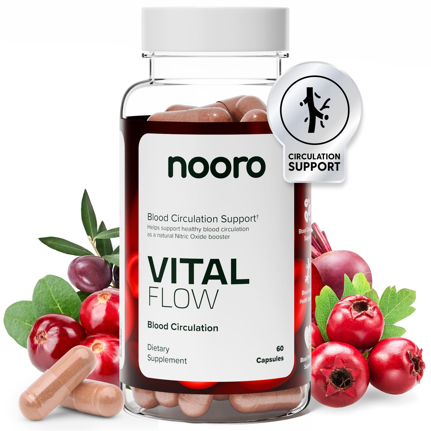 nooro Vital Flow Advanced Blood Circulation Supplement with Nitric ...