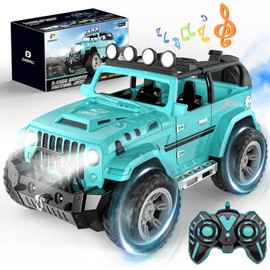 DEERC Ferngesteuertes Auto 1/16, RC Auto mit Licht, Nebel Sprühen, Klang, 2,4GHz All-Terrain-RC-Truck Rock, 2 Batterien 50 Minuten Spielzeit Ferngesteuerter Monstertruck für Jungen, Mädchen