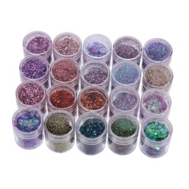 BIUDECO Sparkling Powder Sequin Kit for Women 20pcs Glitter Set Nail Body Makeup Sequins Decor