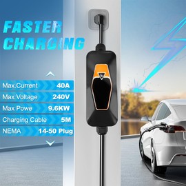 Orceed Portable EV Charger Level 2, 40Amp 240V, Electric Vehicle Charger with 16.5FT Cable, Compatible with SAE J1772 EVs, Scheduled Charging, Adjustable Current