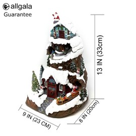 allgala Crafted Polyresin Christmas House Collectable Figurine with USB and Battery Dual Power Source-Ski in Snow Mountain-XH93433