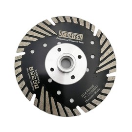 DT-DIATOOL Diamond Cutting Disc 125mm x M14 Turbo Saw Blade with Protective Teeth for Cutting Grinding Granite Marble Concrete Tiles
