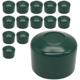 SKIR'CO RAL 6005 Fence Post Caps Round 40 mm Green Plastic Caps for Round Fence Posts Fence Post Covers Moss Green (Pack of 14)