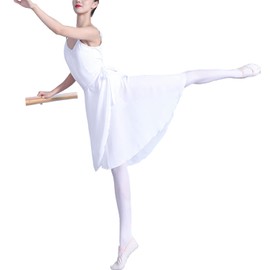 Hoerev Women Girls Adult Sheer Wrap Skirt Ballet Skirt Ballet Dance Dancewear,White,13-14 Years
