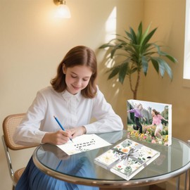 JOHOUSE 8 x 10 Acrylic Picture Frames 2 PCS, Double Sided Magnetic Photo Frames Self Standing Frameless Transparent for Desktop Display