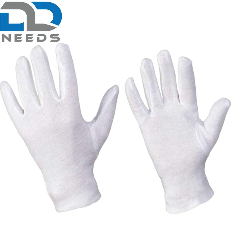 D2D | 12 Pairs - White Work Gloves - Size: