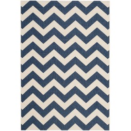 Safavieh Courtyard Collection CY6244 Chevron Indoor/ Outdoor Area Rug, 4' x 5'7", Navy / Beige