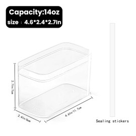 FZJ 50 Pack 14OZ Rectangle Clear Plastic Dessert Cups with Lids and Stickers Disposable Fruit Cups for Dessert,Tiramisu container with lid,Cupcake,Parfait,Pudding,Iced Cold Drinks,Snacks,Fruits