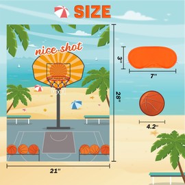 Basketball Party Games - Pin The Basketball On The Hoop Birthday Games for Boys Kids Basketball Themed Party Decorations Supplies Sports Poster with 24pcs Ball Stickers Basketball Party Favors