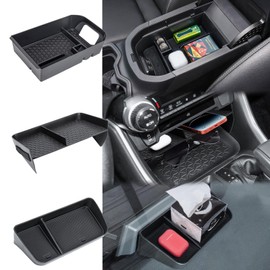 Neepiar 3PCS Center Console Organizer Tray and Armrest Storage Box Compatible with Toyota RAV4 2019-2022 2023 2024 2025 Dash Storage Tray Interior Accessories-Not for New 10.5'' Multimedia Display