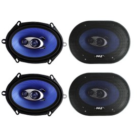 Pyle 4 New PL573BL 5x7 600 Watts 3-Way Car Coaxial Speakers Stereo Blue Four