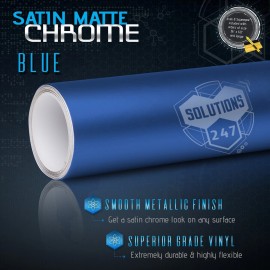 Solutions 48" x 60" In Blue Satin Matte Chrome Metallic Vinyl Wrap Sticker Bubble Free Air