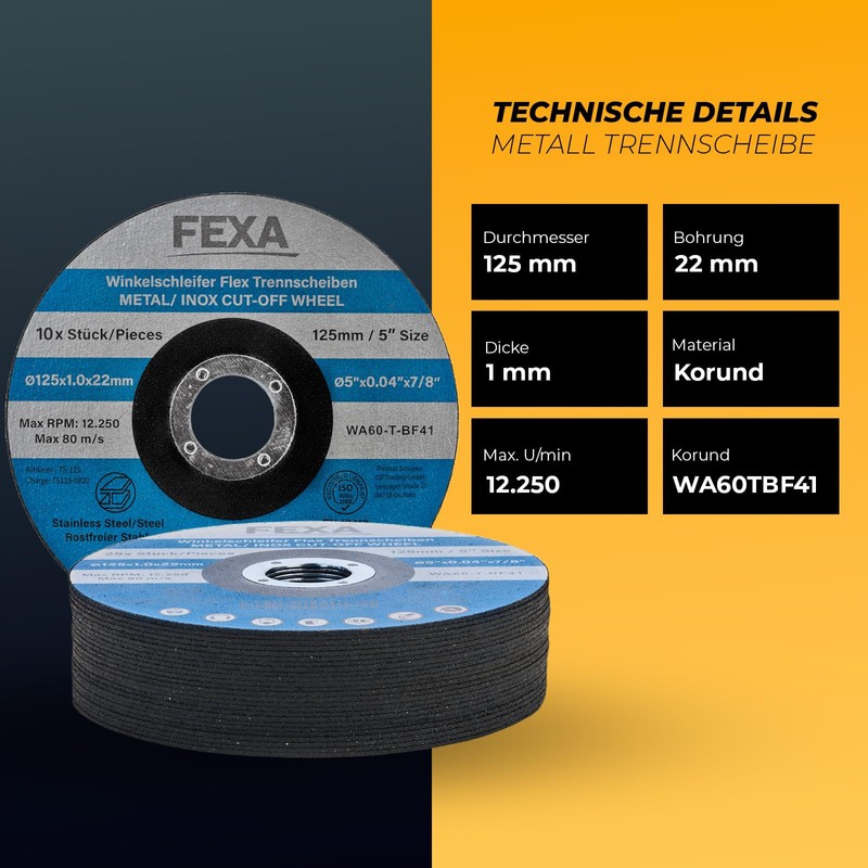 Fexa Cutting Discs Set 125 - Serrated Disc Grit 40/60/80