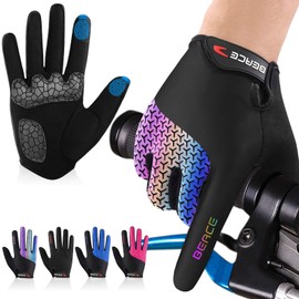 BEACE Cycling Gloves Bike Gloves Biking Gloves for Women(Colorful Night Glow) with Touch Screen-Workout Gloves Full Finger Road Gloves Mountain Bike Gloves Anti-Slip Silicone Palm