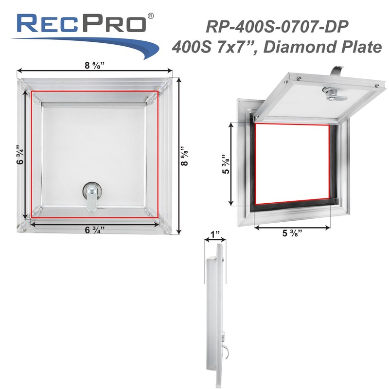 RecPro RV Square Baggage Door | Diamond Surface Plate |