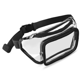 Bolsos transparentes para mujer, riñoneras aprobadas por el estadio, bolsos cruzados de moda, Negro, 11.4(L) x 4.7(W) x 6.7(H) inches, Riñonera transp