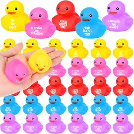 Deekin 30 Pcs Bible Verse Rubber Duck Jesus Loves Ducks Small Bath Toys for Church Events Religious Supplies Christian Party Favors Baskets Fillers Reward (2.2 Inches/5.5 cm)