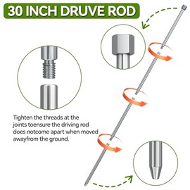 WooFog 6 Pack Earth Anchors for Trapping, Duckbill Earth Anchors with Drive Rod, 30 Inch Heavy Duty Ground Anchor for Sheds, Trap Anchors for Securing Trapping Stakes, Greenhouses, Tents
