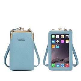 [Your Smile is My Gift] Women's Smartphone Pouch, Shoulder Bag, Operated While Inside, Smartphone Pochette, Wallet Pochette, Purse Pouch, blue