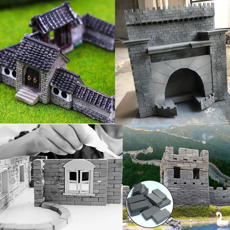 Woohome 150 PCS Mini Wall Bricks Gray Miniature Brick Figurine
