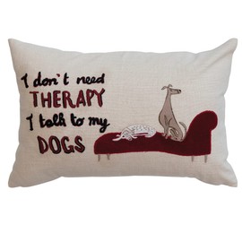 Creative Co-Op Cotton Lumbar Dog Illustration and Message, Multicolor Pillow Cover, Multi-Colored