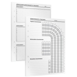 KOMPASS® Habit Tracker | Habit Tracker | DIN A5 Inserts for Ring Binder Planner | 14 Inserts for Daily, Weekly & Monthly Habits | Habit Tracker for 1 Year | (14.5 cm x 21 cm)
