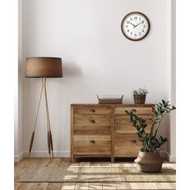 Rhythm Wall Clock Radio Clock Quiet Continuous Second Hand Brown M564 Φ12.6 x 1.8 inches (32 x 4.5 cm) 8MY564SR06 Brown