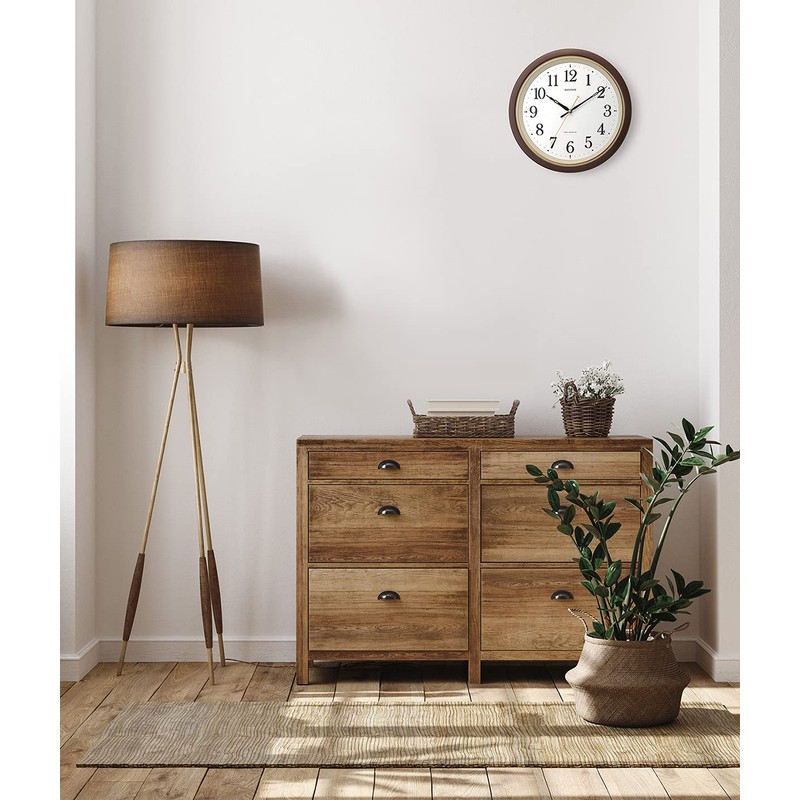 Rhythm Wall Clock Radio Clock Quiet Continuous Second Hand Brown