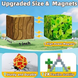 EchoPlan 150PCS Magnetic Blocks, Magnetic Building Blocks, STEM Constructions Magnet Blocks for Boys Girls Age 3 4 5 6 7 8 9 10, Sensory Stacking Toy Christmas Birthday Gifts for Kids, 1" Large Size