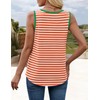 ZESICA Women's Summer Casual Striped Tank Top Sleeveless Scoop Neck