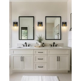 L LOHAS LED 1 Light Bathroom Vanity Light, Black and Gold Bathroom Light Fixture Over Mirror, Modern Lighting Fixtures with Clear Glass Shade, Vintage Vanity Lights for Bathroom Mirror Hallway, ETL