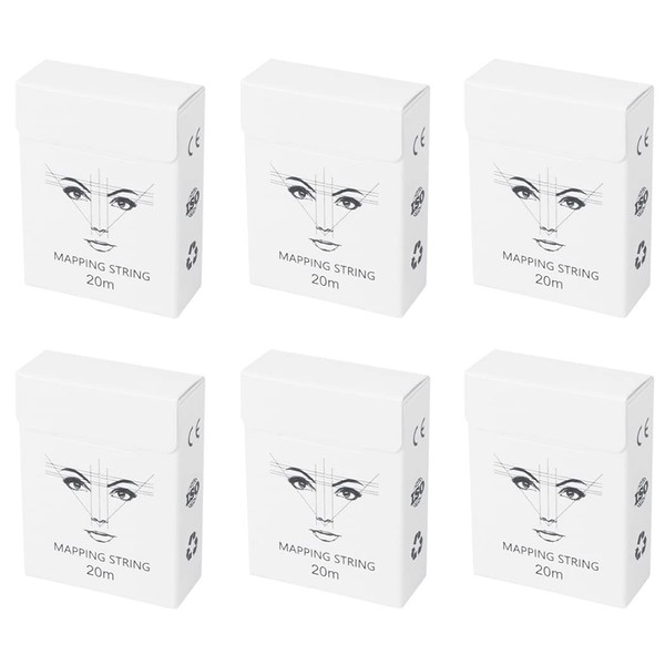 XIAOYU 20M Pre Dyed Eyebrow Mapping Cord for Measuring Eyebrows Brow Mapping Thread 6 Pack White Box White Ink