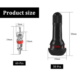 CONNECTION 30 Stück TR414 Autoreifen Ventil und 60 Ventilkerne Snap-in Gummiventile Reifenventile Pkw Autoventil Felgenventile Tubeless Ventileinsatz für Motorräder Auto Fahrräder Geländefahrzeuge
