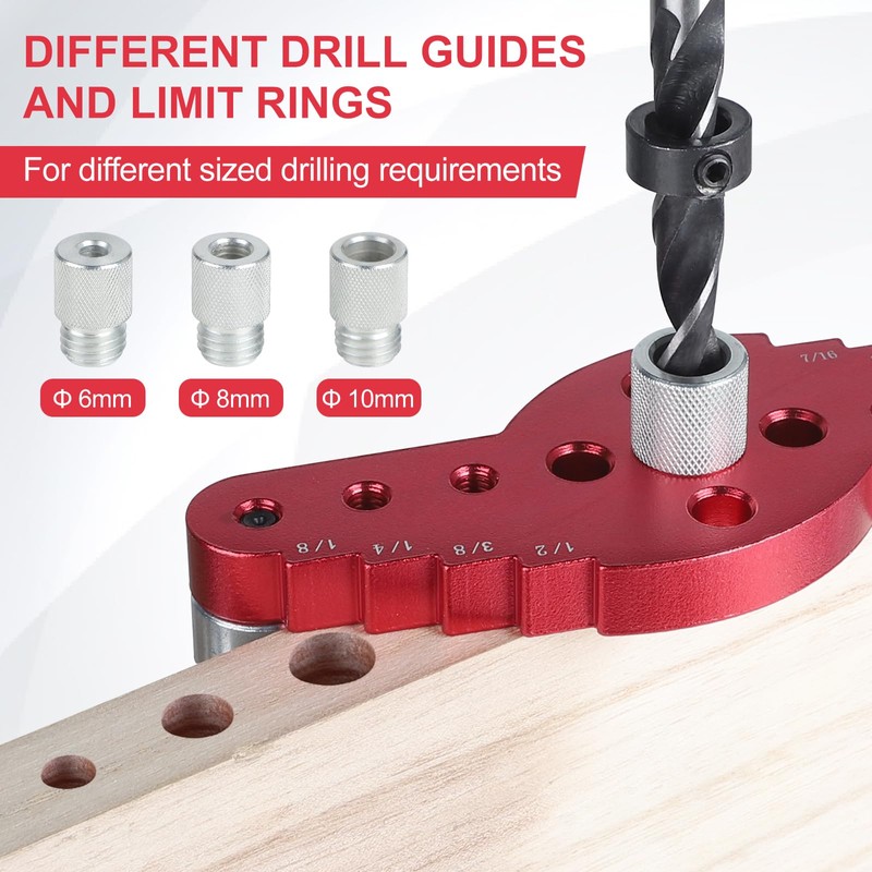 EFUTURETIME Self-Centring Dowel Device Set, 6/8/10 mm Holes Locator Woodworking,