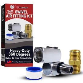 LE LEMATEC Air Compressor Swivel Connector, 360° Swivel Air Hose Fitting, Quick Connect 1/4" NPT Male Adapter & Teflon Tape, Air Fitting for Tools, Sandblaster & HVLP Spray Gun