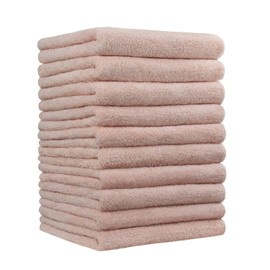 Etech Face Towels, Hotel Specifications, Breathable, Fast Absorption, Microfiber, Set of 10, Skin-friendly, Fluffy, Soft to the Touch, Durable, Solid Color (Pink)