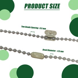 Antfly Plastic 10 Meters Blinds Beaded Chain Cord - Vertical Roman Roller Shade Blind Ball Chain Repair with 10 pcs Connector Clips Thickened Version (Grey)