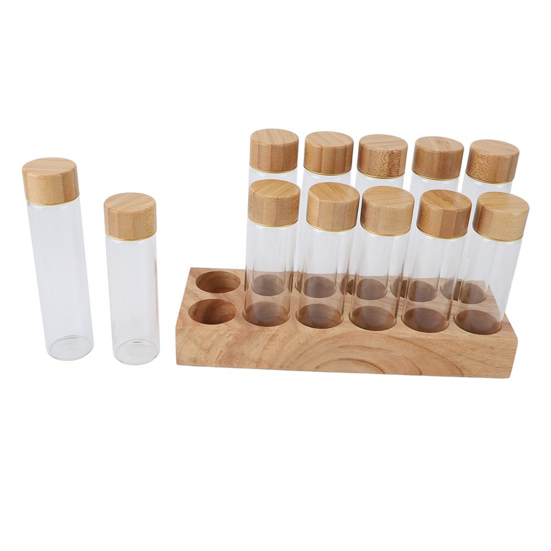 Coffee Bean Storage Tube Glass Coffee Bean Cellar with Wooden