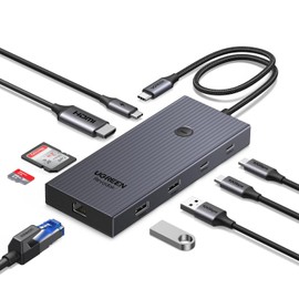 UGREEN Revodok Pro USB C Hub 9 en 1, Adaptador USB C Multipuerto con HDMI 4K@60Hz, 2 USB-C 3.2, USB-A 3.2 & 3.0, SD/TF 170MB/s, RJ45, PD 100W, Compatible con MacBook Air/Pro, iPad Pro,Steam Deck